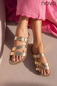 Novo Gold Tia Strappy Mule Sandals (829502) | AED177