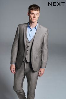 Light Grey Slim Fit Two Button Suit (829503) | $83
