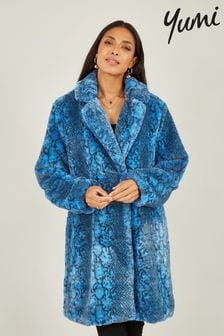 Yumi Blue Snakeskin Print Faux Fur Coat (829539) | €58