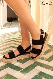 Novo Black Regular Fit Sadie Espadrille Double Strap Sandals (829619) | kr441