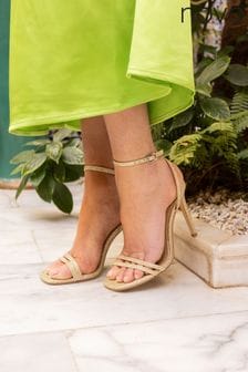 Novo Gold Wide Fit McKenna Strappy Heeled Sandals (829675) | LEI 203