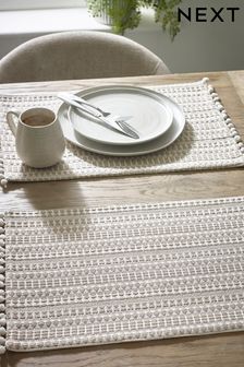 Set of 2 Natural Geo Fabric Placemats