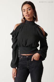 Pretty Lavish Black Cold Shoulder Selena Top (830211) | €69