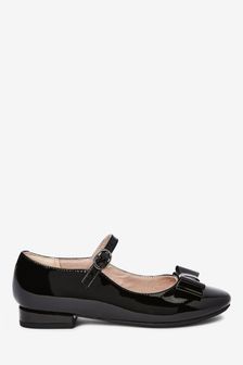 Schwarzes Lackleder - Mary-Jane-Schuhe aus Leder mit Zierschleife (830447) | 20 € - 26 €