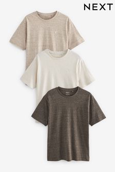 Нейтральный - Набор из 3-х штук - Меланжевая футболка с вышивкой оленя (830555) | €43