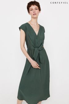 Cortefiel Kleid mit Taillenschnürung, Grün (830855) | 55 €