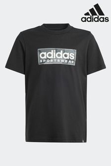 adidas Black Kids Sportswear Camo Linear Graphic T-Shirt (830999) | €19