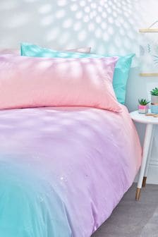 Purple Magical Ombre Glitter Duvet Cover And Pillowcase Set