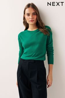 Verde brillante - Suéter abrigado de manga larga con cuello redondo (831189) | 26 €
