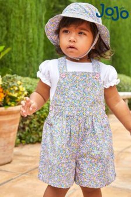 JoJo Maman Bébé Lemon Ditsy Print Culotte Dungarees (831194) | $40