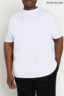 River Island White 100% Cotton Big & Tall Regular Fit T-Shirt (831211) | $17