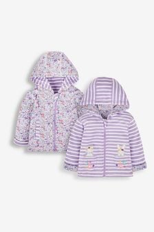 JoJo Maman Bébé Lilac Purple Bunny & Cat Appliqué Reversible Hoodie With Pet In Pocket (831219) | AED144