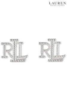Lauren Ralph Lauren Sterling Silver Tone Logo Stud Earrings (831454) | BGN195