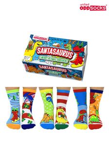 United Odd Socks Santa Saurus Socks