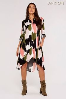 Apricot Green White & Pink Brushstroke Print Dress (831852) | KRW74,700