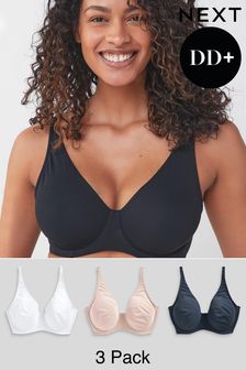 Navy Blue/Pink/White Non Pad Full Cup DD+ Cotton Blend Bras 3 Pack (831918) | $72