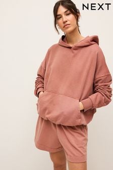 Pink Oversized Relaxed Fit Longline Washed Hoodie (832054) | $49