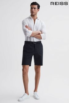 Reiss Navy Southbury Cotton Blend Chino Shorts (832239) | 720 QAR