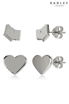 Lot de deux paires de boucles d'oreilles Radley London motif cœur et chien