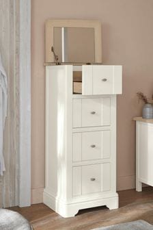 Chalk White Hampton Painted Oak Collection Luxe 4 Drawer Tall Chest of Drawers (832430) | €875