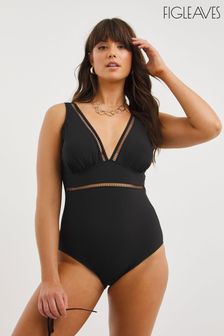 Figleaves Black Icon Non Wired Tummy Control Shaping Swimsuit (833153) | kr1 010