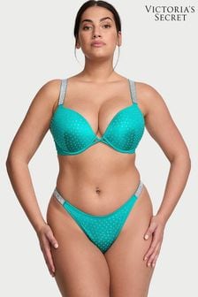Victoria's Secret Capri Sea Blue Thong Shine Strap Swim Bikini Bottom (833302) | kr530