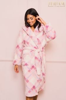 Jim Jam the Label Pink Multi Check Supersoft Cosy Dressing Gown (833504) | €56