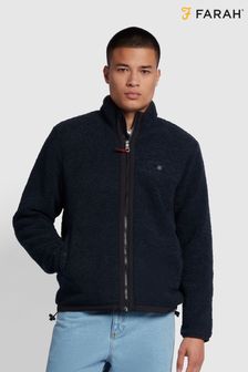 Farah Navy Abruzzo Regular Fit Borg Fleece Jacket