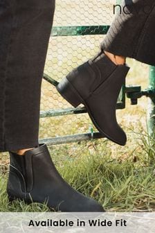 Novo Black Wide Fit Dacre Flat Ankle Chelsea Boots (833807) | kr454