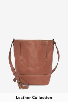 Tan Leather Stitch Detail Bucket Bag (834540) | BGN 141