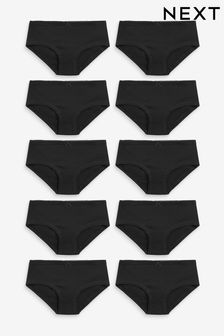 Black Lace Trim Hipster Briefs 10 Pack (2-16yrs) (834906) | €12 - €19