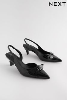 Black Forever Comfort® Peg Kitten Slingback Heel Shoes (834948) | SGD 59