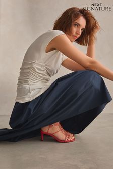 אדום - Signature Leather Strappy High Heel Sandals (835490) | ‏184 ‏₪