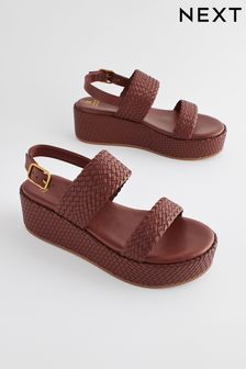 Tan Brown Forever Comfort® Weave Flatform Sandals (835723) | $68