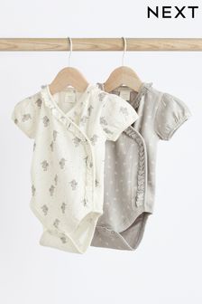 Grey Baby Textured Wrap Bodysuits 2 Pack (835831) | HK$113 - HK$131