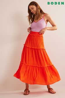 Boden Red Smocked-Waist Crinkle Skirt (836362) | 69 €