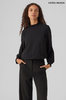 VERO MODA Black Keyhole Blouse (836599) | OMR14