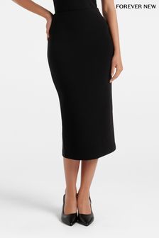 Forever New Black Charlotte Column Skirt (836850) | DKK227