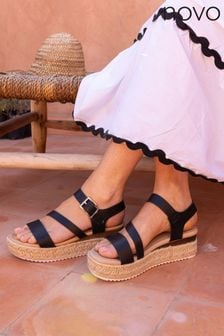 Novo Black Wide Fit SIMBA Espadrille Strappy Sandals (837219) | kr441