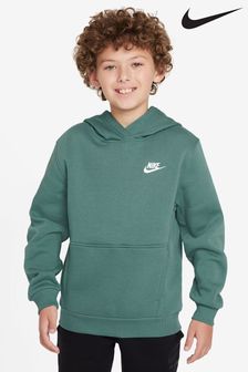 Zielony o średniej długości - Bluza polarowa z kapturem zakładana przez głowę Nike Club (837231) | 250 zł
