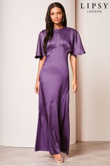 Lipsy Purple Kimono Sleeve High Neck Maxi Dress (837239) | OMR38