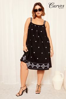 Curves Like These Black Embroidered Jersey Mini Dress (837636) | SGD 87