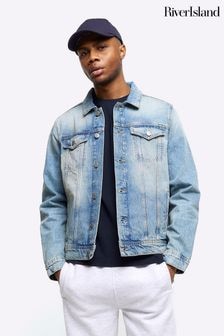 River Island Blue Regular Fit Classic Denim Jacket (837695) | $94