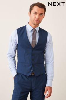 Bright Blue Wool Mix Textured Suit: Waistcoat (837732) | SGD 70