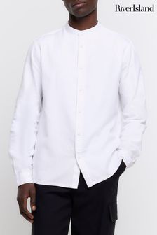 River Island White Long Sleeve Grandad Shirt (838344) | 124 QAR