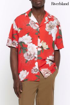 River Island Red Floral Botanical Shirt (838387) | $56