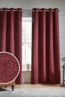 Wine Red Heavyweight Chenille Eyelet Lined Curtains (838406) | 77 € - 191 €