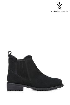 EMU Australia Black Waterproof Suede Sheepskin Lined Ankle Boot (838566) | €89