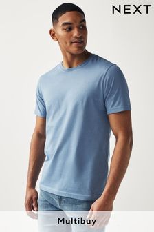 Синий с классической отделкой - Зауженный крой - Базовая футболка с круглым вырезом (838986) | €9