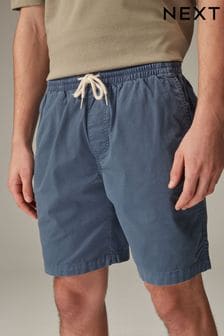 Blau - Shorts aus gewaschener Baumwolle mit elastischem Bund (839318) | 25 €